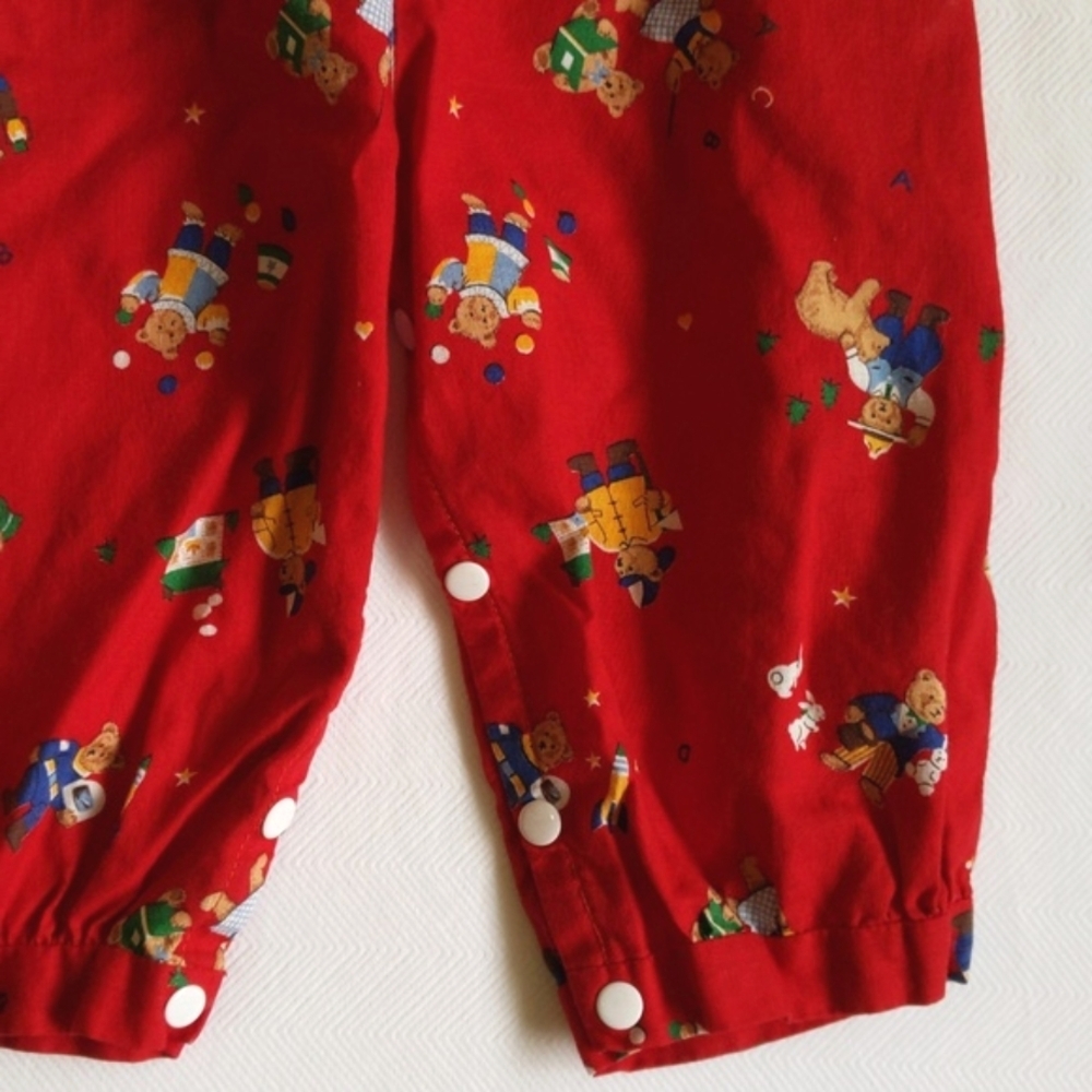 handmade vintage style bear print overalls jumpsuit 6 months baby unisex - Picture 3 of 10